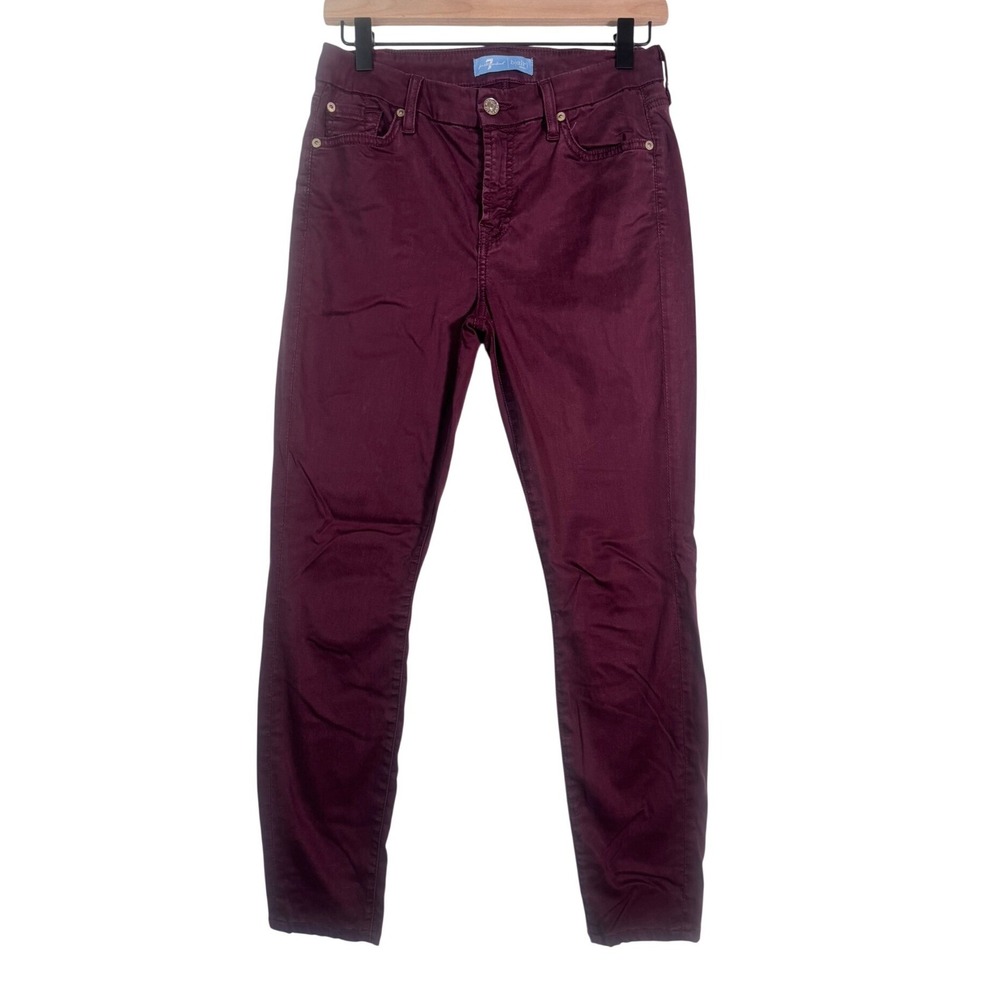 7 For All Mankind Blair b(air) Skinny Jeans Burgundy Merlot Women's Size 27